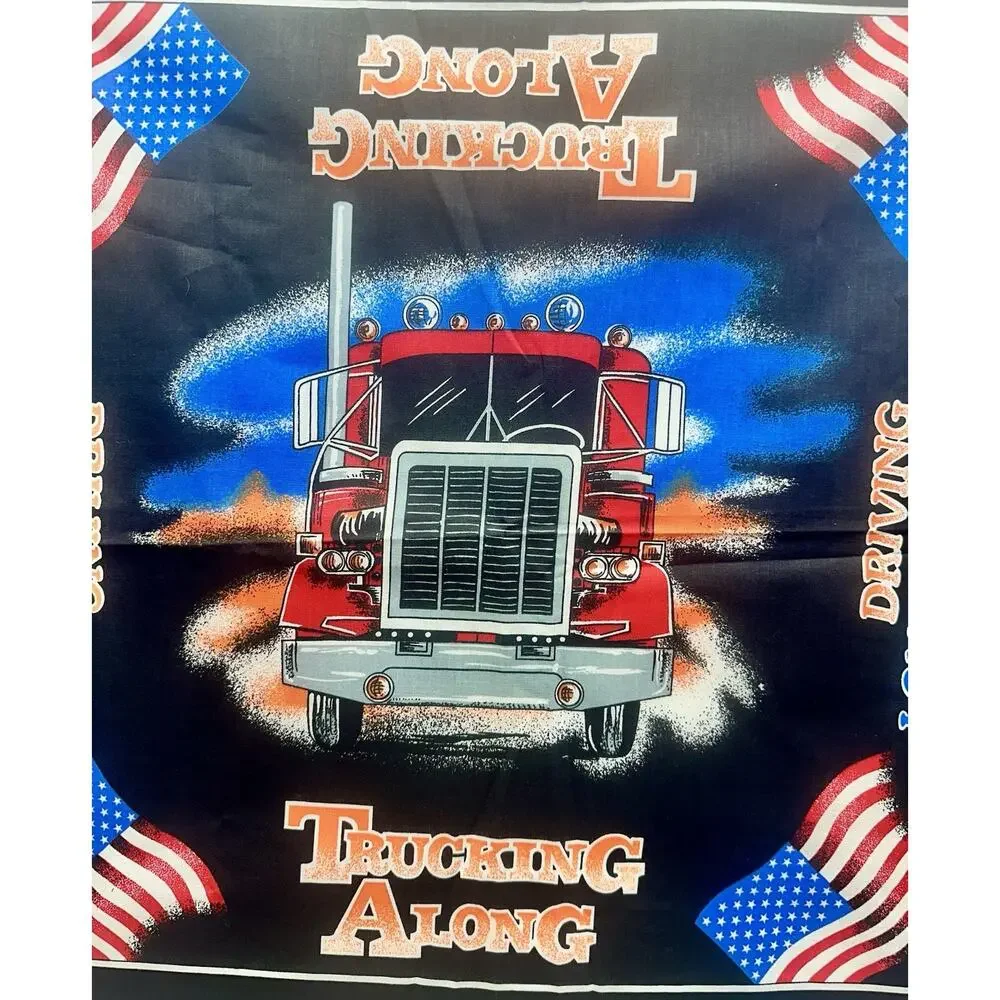 2-Vintage Driving Long & Hard Trucking Along Semi American & US Flag‎ Bandana
